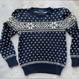 Boys POLO Ralph Lauren fair isle knitted sweater in navy and ivory sz 8